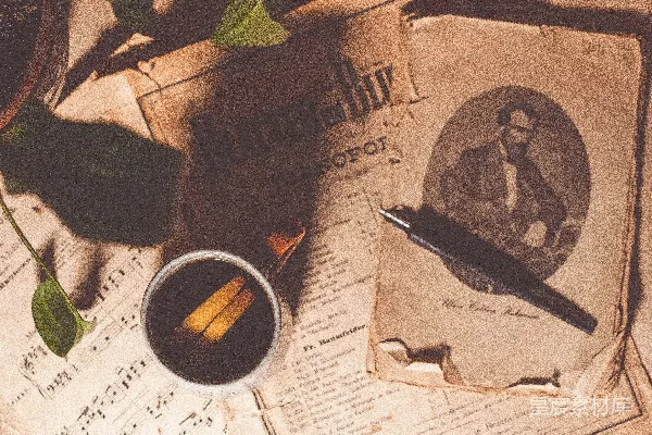 高清摄影 黑色点击笔旁边是白色的陶瓷杯，放在白色的打印纸上。