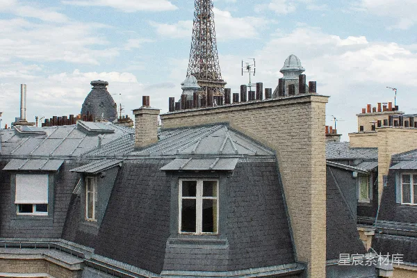 从一建筑物的屋顶看埃菲尔铁塔的景象