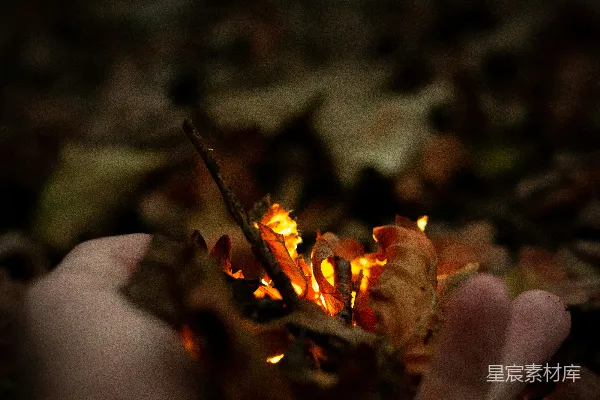 手持着点燃的棕色和黄色火焰的人