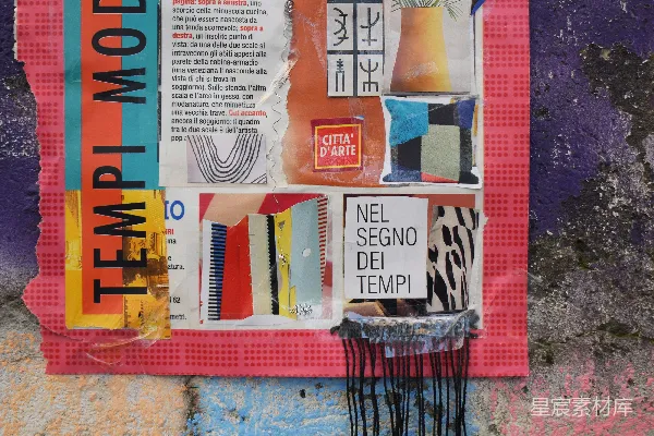 高清摄影 墙上的拼贴画，带有文字和物品