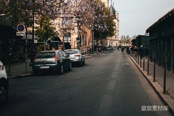一条停满汽车的街道