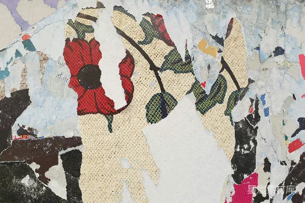 高清摄影 墙上一幅画有花和叶子的画。