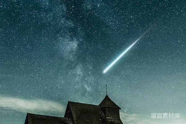 高清摄影 星空夜景下的棕色小屋