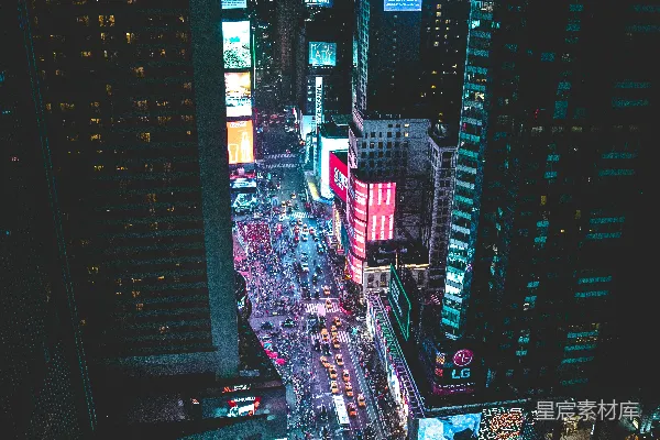高清摄影 夜间繁忙城市的航拍照片