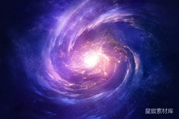 高清摄影 一个紫色和蓝色的螺旋状物体，背景中有星星。