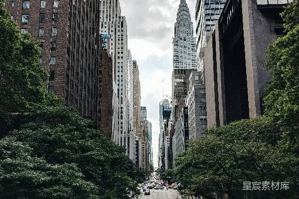 纽约市帝国大厦附近的街道俯视图
