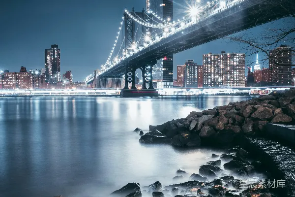 高清摄影 曼哈顿桥夜间壁纸