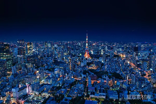 高清摄影 夜间城市建筑物的空中俯瞰图