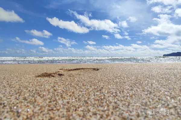 一片沙滩，海浪涌向岸边。