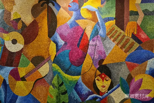 高清摄影 蓝黄红抽象画