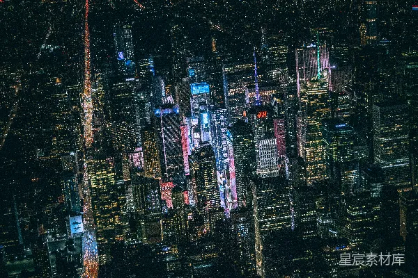 高清摄影 夜晚城市建筑的空中俯瞰