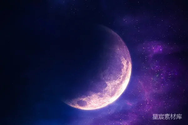 高清摄影 紫色和蓝色的天空中有一轮弯月