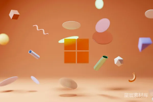 高清摄影 Windows 标志配以漂浮的淡色形状