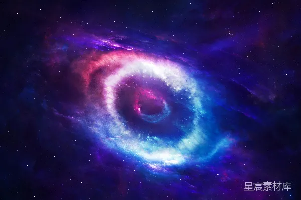 高清摄影 一个蓝紫色的螺旋状物体在太空。