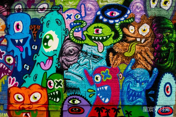 高清摄影 绿色和黄色抽象画
