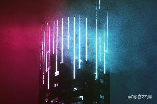 高清摄影 夜晚灯火通明的建筑物