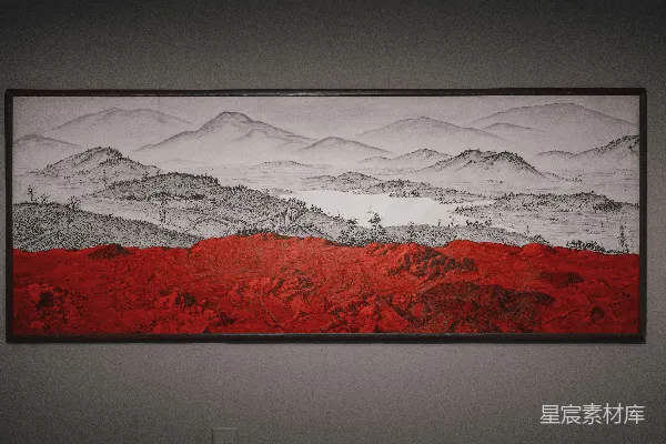 高清摄影 红白抽象画