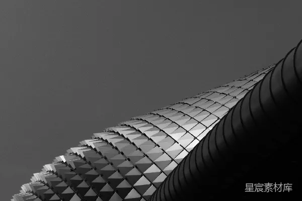 一张黑白照片上的建筑物顶部