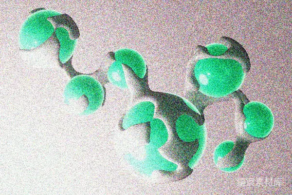 高清摄影 带有白色和浅蓝球体的抽象分子结构。