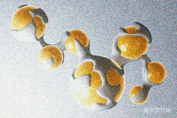 高清摄影 白色和黄色的有机分子结构摘要