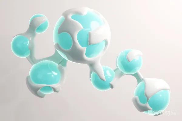 高清摄影 科学风格的抽象示意图，显示了相连的球体。