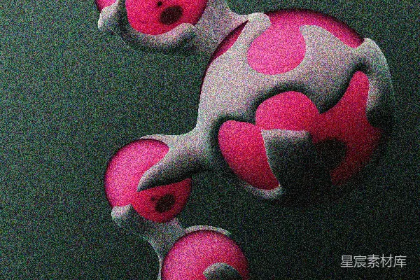 高清摄影 抽象的粉红色球体通过白色有机形状连接。