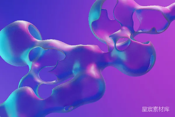 高清摄影 一张蓝色和粉色物体的三维图像