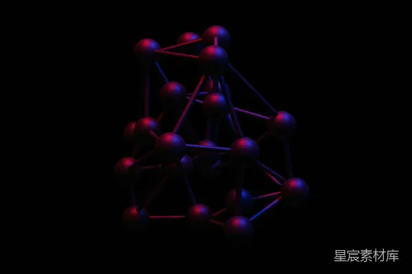 高清摄影 一个由红色和蓝色球组成的结构3D模型