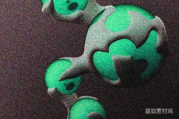 高清摄影 发光的青绿色球体和白色点缀的抽象结构