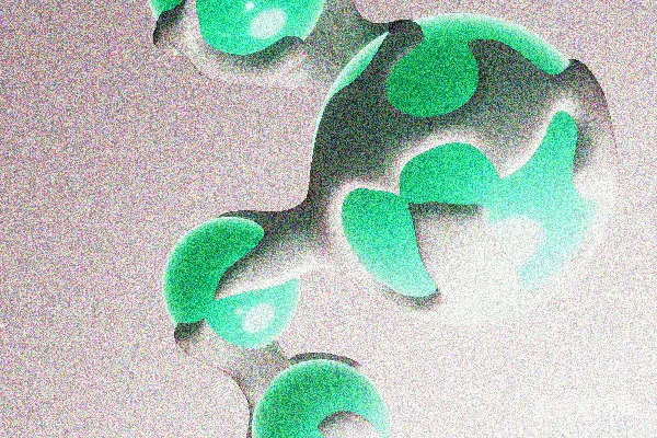 高清摄影 带有绿色球体和白色外壳的有机抽象结构。