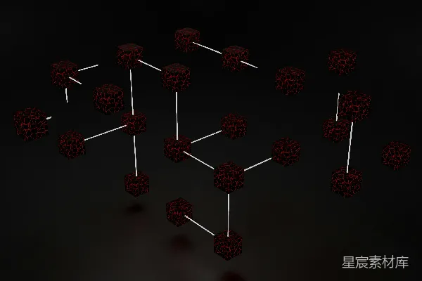 高清摄影 一组红色的立方体，上面插着棍子。