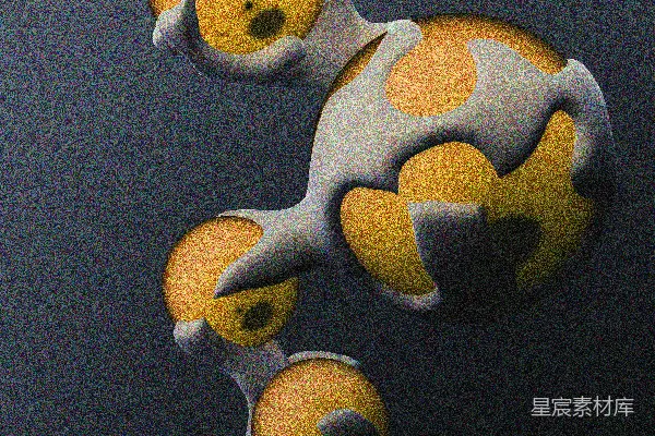 高清摄影 带有黄色球体和白色外壳的抽象有机结构