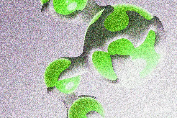 高清摄影 带有绿色球体和白色连接线的抽象分子结构图。