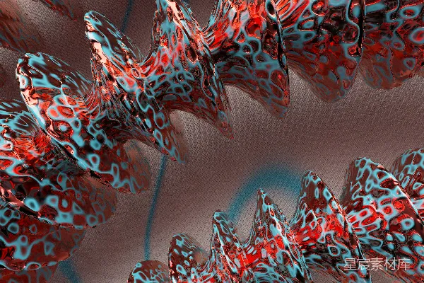 高清摄影 一个红蓝相间的物体在黑色背景前。