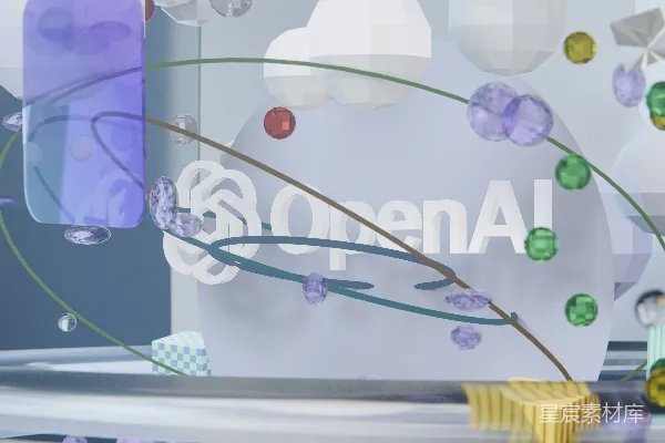高清摄影 OpenAI标志周围环绕着抽象的数字网络元素。