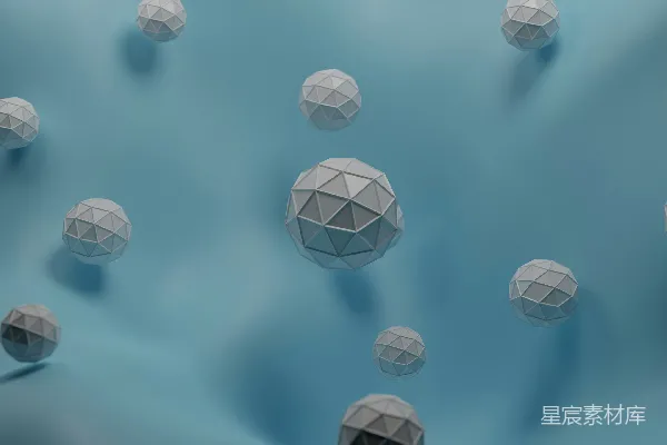 高清摄影 一群白色球体漂浮在蓝色表面之上
