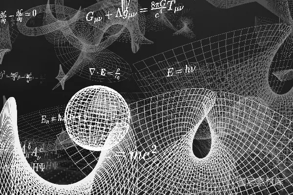 高清摄影 灰度图像中的数学公式和抽象线框结构。