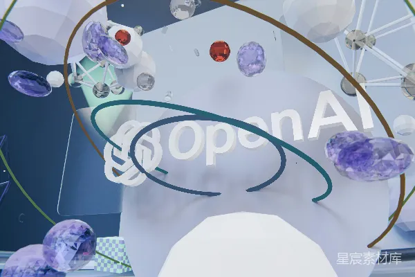 高清摄影 抽象的3D形状环绕在OpenAI标志周围。