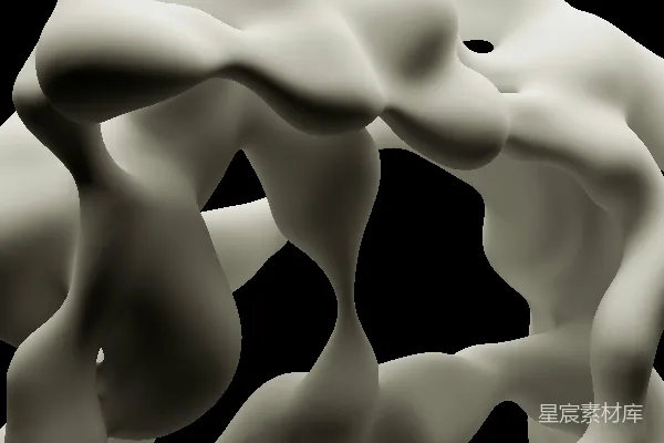 高清摄影 抽象的白色有机形状在黑色背景上