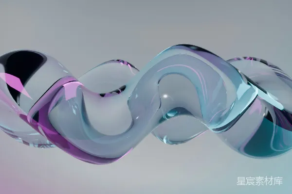 高清摄影 抽象玻璃雕塑，带有紫色和蓝色色调