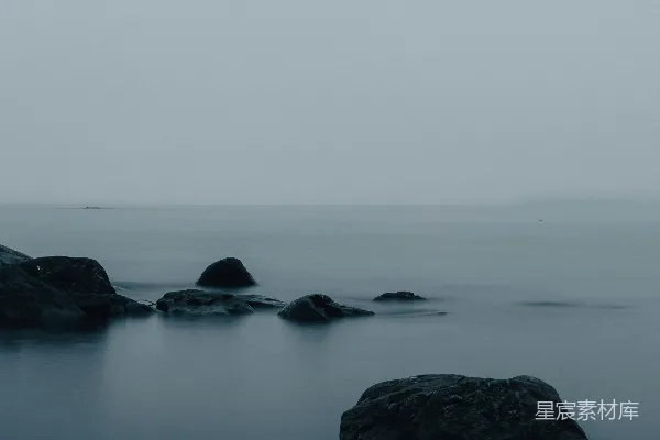 高清摄影 一张黑白照片，显示水中的岩石。