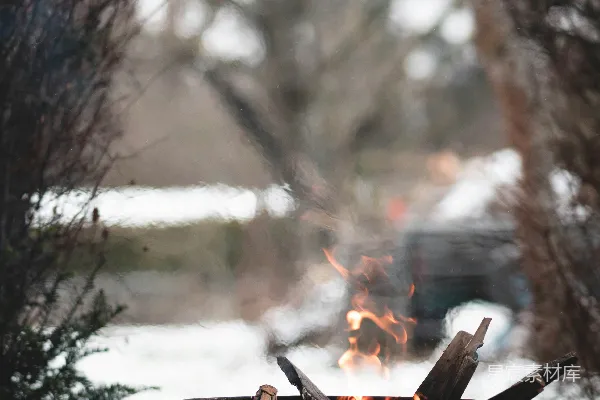 带有火焰正在燃烧的BBQ烤架