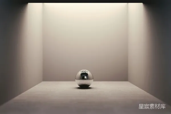 高清摄影 一个空房间，地上放着一个白球。