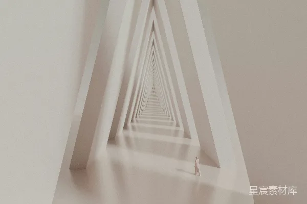 高清摄影 一间白色房间，墙上有一面三角形的墙。