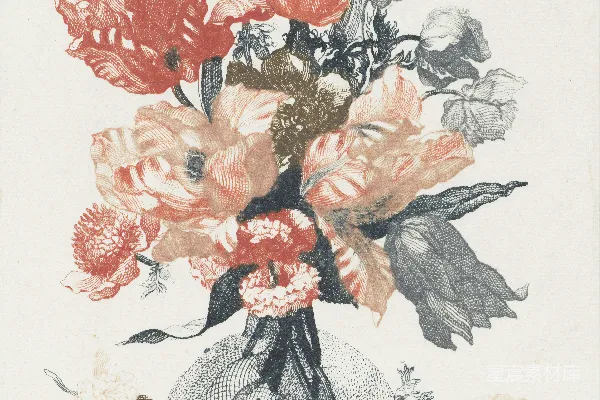 高清摄影 红白花卉纺织品