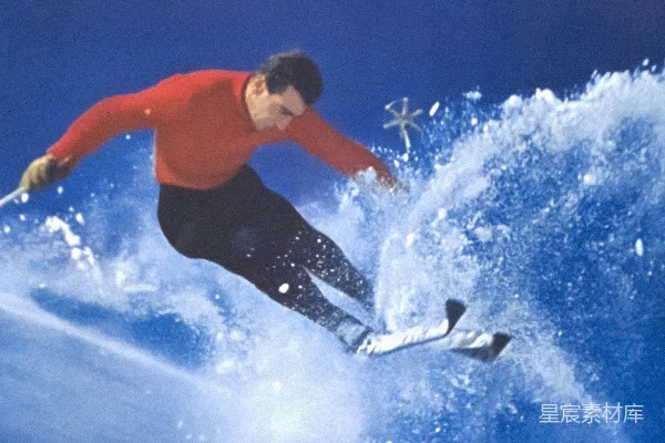 高清摄影 广告展示了一个男人滑雪的场景。
