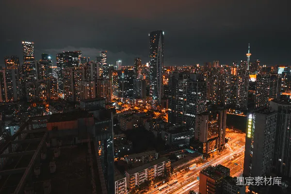 从高楼顶部俯瞰的城市夜景