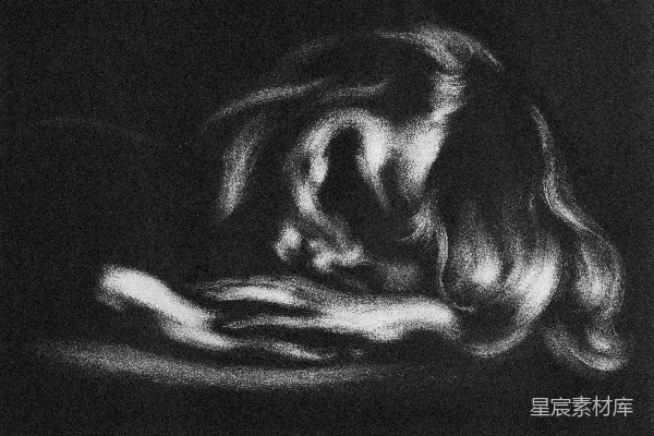 高清摄影 一幅黑白画，描绘了一位女性的脸部。