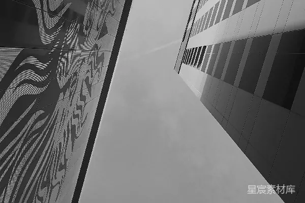高清摄影 一张黑白照片中的两座建筑