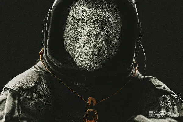 一个留着胡须和唇髭的男人穿着宇航服